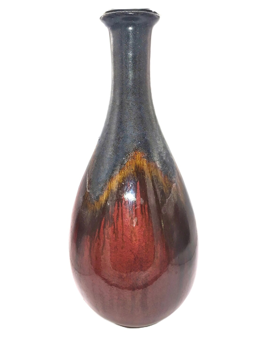 Fiery Handmade Studio Art Pottery Drip Glaze Vase - Etsy