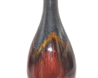 Blue Drip Glaze Vase Tall Ceramic Bud Studio Pottery Handmade Glossy ...