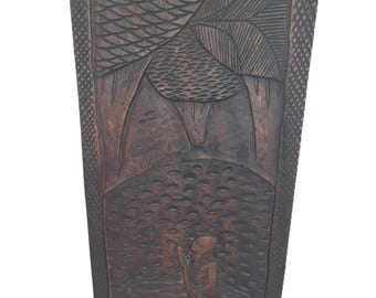 Hand-Carved Mahogany Tribal Birthing Chair