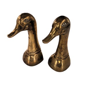 Vintage Brass Duck Head Bookends Pair