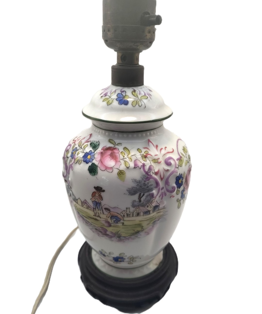 Vintage Hong Kong Hand-painted Porcelain Lamp - Etsy