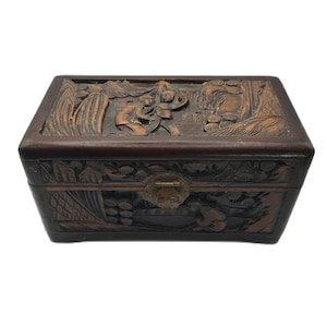 Timeless Antique Chinese Carved and Fragrant Camphor Box