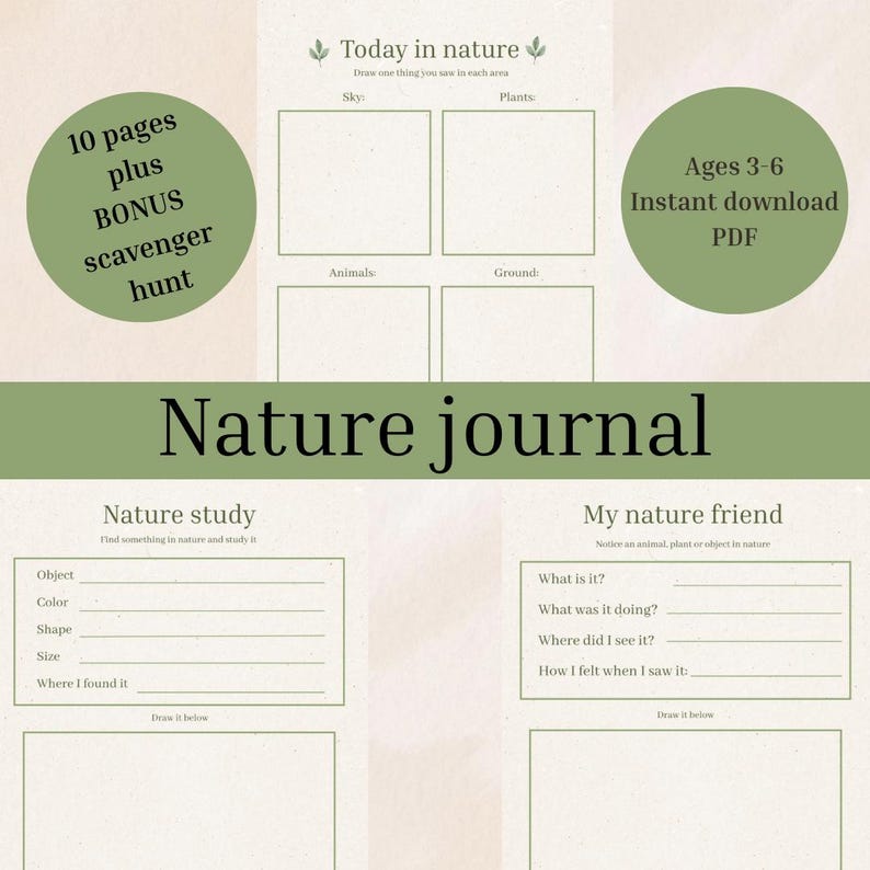 Nature Journal for Kids | Printable Activities | Nature-inspired ...