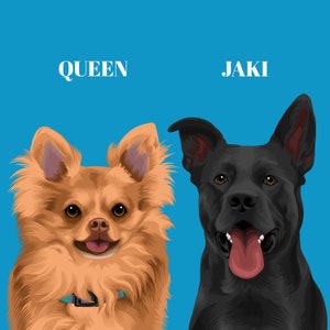 Benutzerdefinierter Hund und Katze Haustier Porträt, personalisierte Haustier Vektor, Haustier Illustration nur digitale Datei (Half Body)