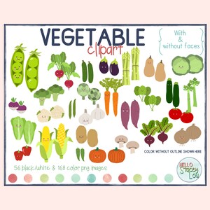 Clipart de légumes - avec et sans visages souriants