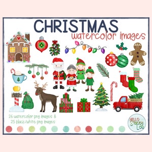 Kerst aquarel clipart - december