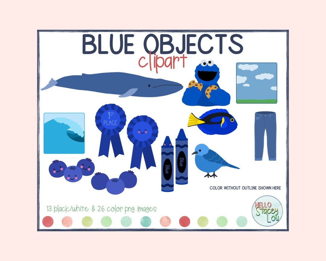 Blue Objects Clipart - Etsy