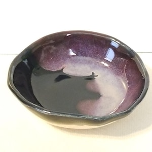 Pottery Seconds Handmade Purple and Black Ring Bowl Dish Pottery Stoneware Lincoln, Nebraska