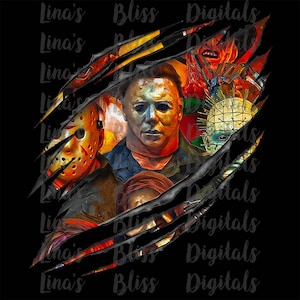 Michael Myers, Freddy Krueger, Scream, Chucky, Halloween Sublimation, Haddonfield Digital Silhouette PNG Clip art for All your Designs
