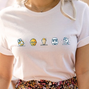 Star Wars Unisex Shirts With Minimalistic Logos, Star Wars Shirts Droids with C3PO, R2D2 and BB8, Star Wars Men, Women and Kids T-shirts