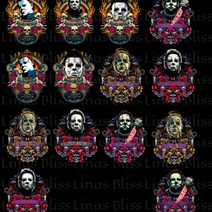 Michael Myers Bundle, Halloween Sublimation, Haddonfield Digital Silhouette PNG Clip art for All your Designs