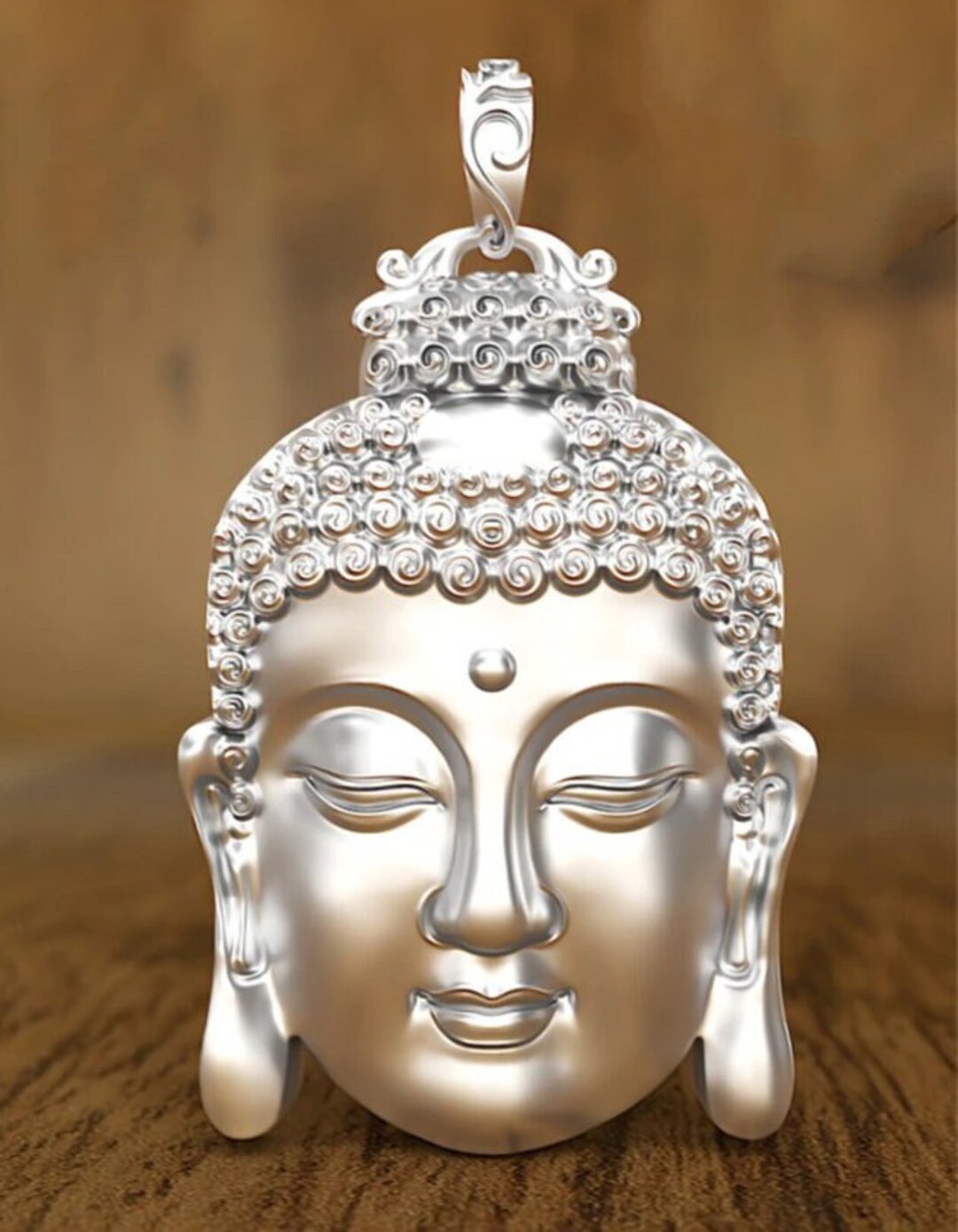Pure 999 Fine Silver Large Buddha Head Pendant Necklace Etsy Australia