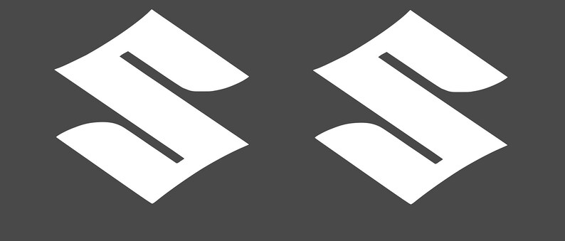 Suzuki S Logo Tank Reproduction Fairing Panel Sticker Decal Pair 102mm x 102mm image