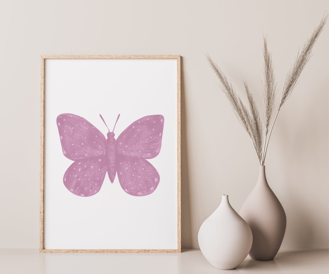 Pastel Purple Butterfly Artwork Nursery Accent Wall Art Etsy