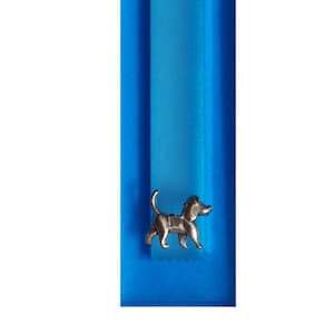 Dog Lover Modern Mezuzah Case. Antique Silver Dog and Silver Shin Letter