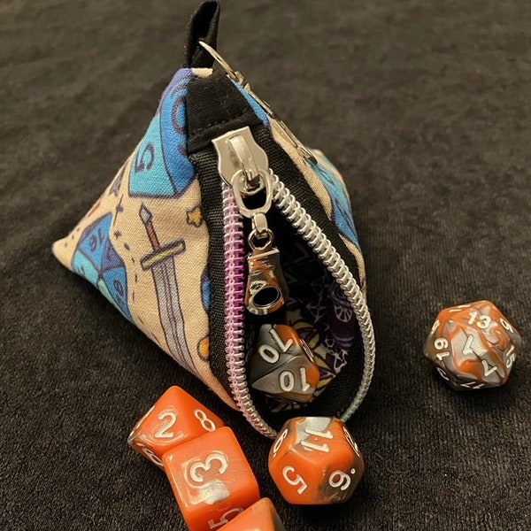 Small D4 Dice bag or triangle coin purse