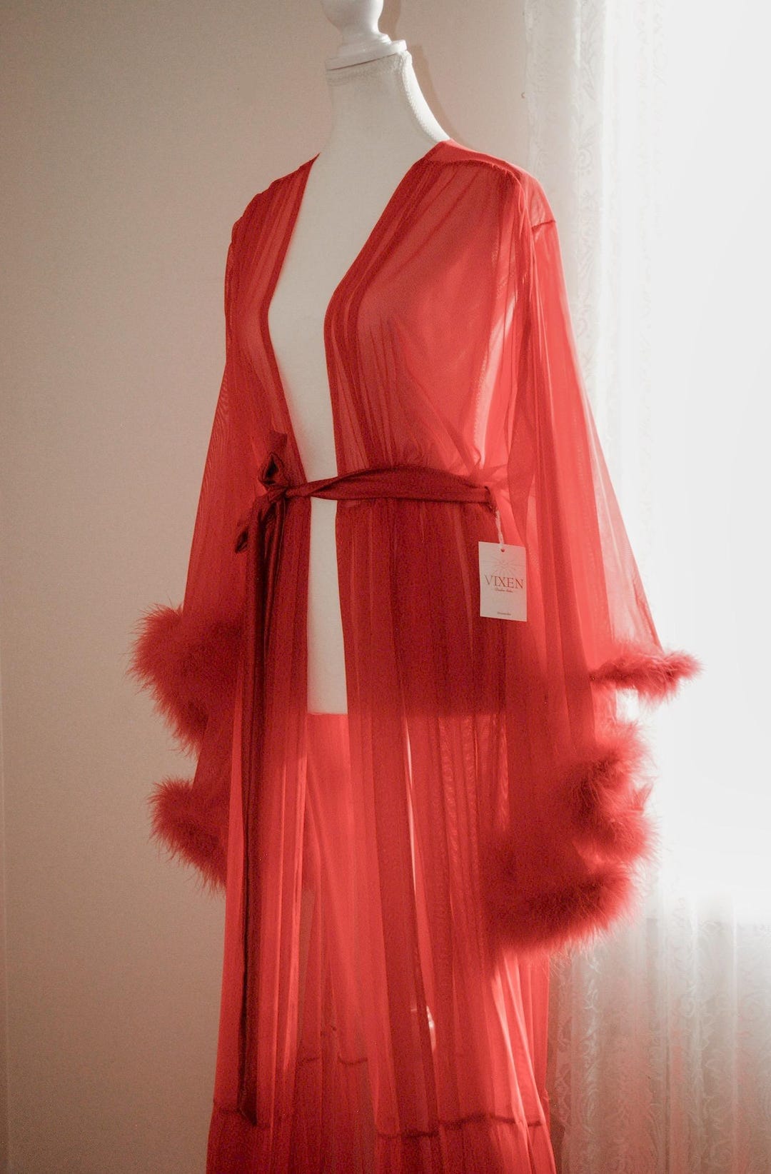 Red Marabou Feather Robe - Etsy