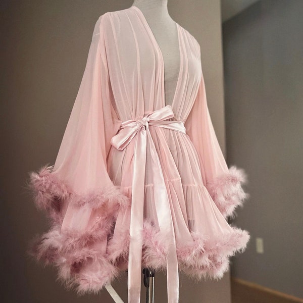 Mini Pink Marabou Feather Robe