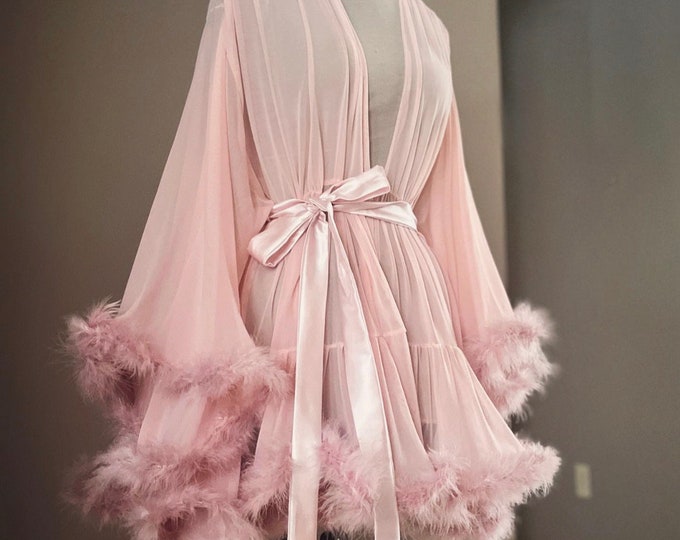 Mini Pink Marabou Feather Robe - Etsy