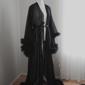 Black Feather Boudoir Robe - Handmade Robe | VIXEN Robes image 3
