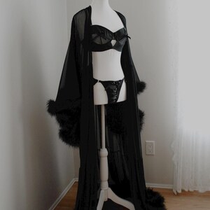 Black Feather Boudoir Robe - Handmade Robe | VIXEN Robes image 4