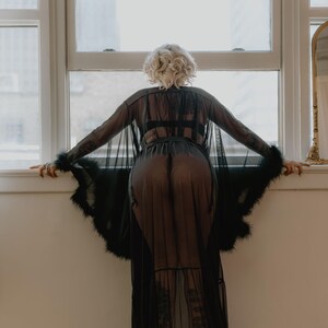 Black Feather Boudoir Robe - Handmade Robe | VIXEN Robes image 2