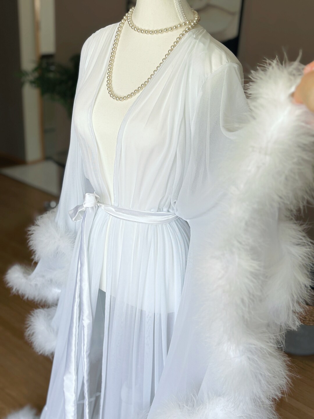 White Feather Bridal Robe - Handmade Wedding Robe | VIXEN Robes - Etsy