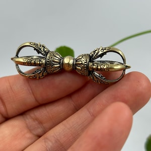 Tibetan Buddha Dorje Vajra Phurba Brass Amulet Handmade Nepal Collectibles , Tantra Buddhism Talisman Charm Mini tiny Vajra phurpa Exorcism