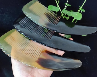Get 1 Natural Yak Horn Comb, Handmade Boutique Buffalo Horn Hair Comb Massage Scalp Brush,anti-static Fine Tooth Pocket Horn detangling Comb