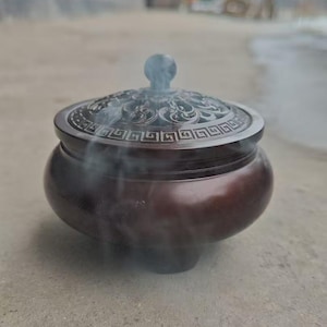 Vintage Bronze Buddha Censer Incense Burner Unique Ritual  Incense holder, Rustic Tibet culture Brass  catcher censer Incensory Decorative