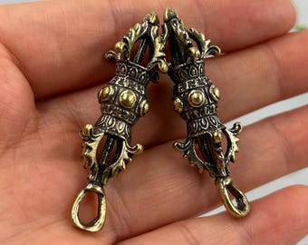 Get 2 Rare Tibet Pestle pendant Charms , Solid copper secret Pure copper, Vajra Demon Subduing God of Wealth Vajry Pestle Pendant Keychain