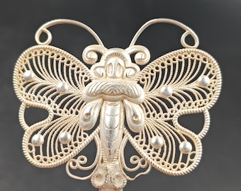 Butterfly Hair Pins Dragon Hairpin Women's Hanfu Zinc Vintage Style Hair Sticks silver Butterfly Shape ornament Hairstick Vintage Hairpin