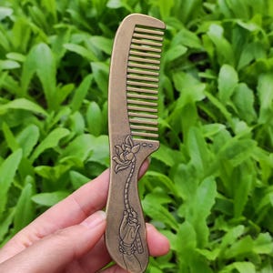 Vintage Sterling Copper Travel Comb, Floral Design Antique Unique Rare, VTG Comb Silver Plated Original Old Unique Design Lady Hair Comb CM1