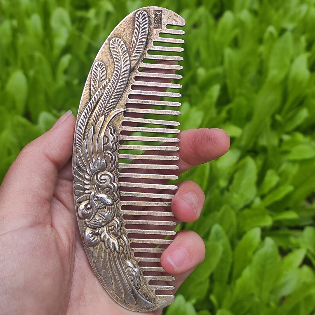 Exquisite Sterling Copper Travel Comb, Floral Design Antique Unique ...