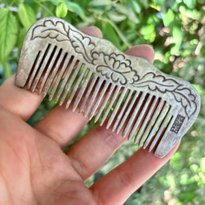 Vintage Exquisite Sterling Copper Travel Comb, Floral Design Antique Unique Rare, VTG Comb  Silver Original Old Unique Lady Hair gift KX004