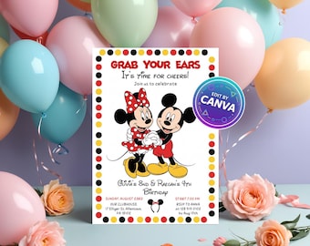 Mickey & Minnie Birthday Invitation | Joint Party Template (Digital Download)