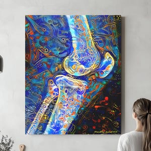 Knee Anatomy Art, Canvas or Acrylic, “Genu Astrologer”  Anatomy Art, Orthopedics Radiology Wall Art Science Medical Student Office Medicine