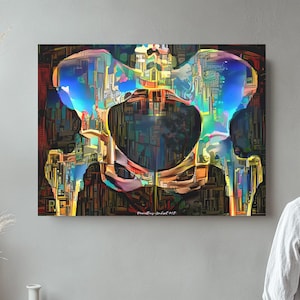 Pelvis Anatomy in Bright Color, Canvas or Acrylic, Anatomy Radiology Wall Art Science Medical Art Student Art Office Gifts Medicine