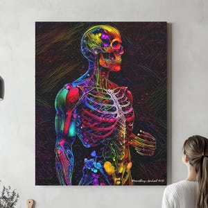 Surrealism Anatomy in Bright Color , Read to Hang Canvas, Anatomy Radiology Art Science Medical Student Medicine Thoracic