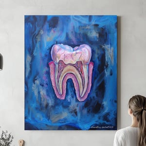 Tooth Art Canvas - Modern Dental Anatomy Wall Decor for Dentist Office or Home