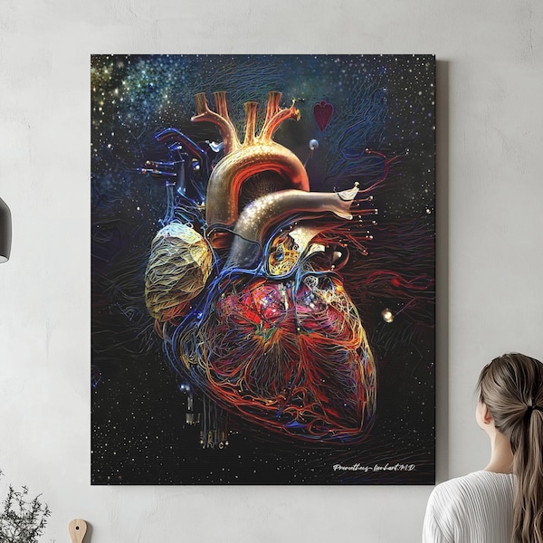 Cardiac Anatomy Canvas, Poster, or Acrylic Glass, Radiology Science Medical Student Office Medicine Thoracic Cardiology