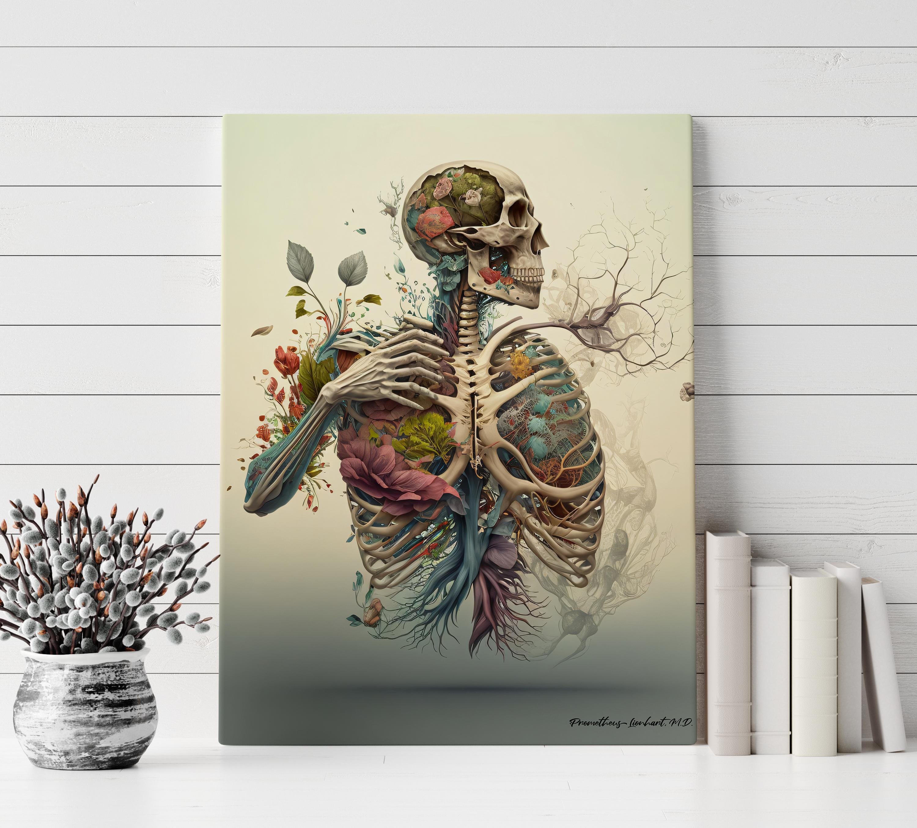 Abstract Human Anatomy, Ready to Hang Canvas - Skeleton Art