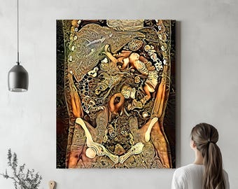 Gastrointestinal Anatomy Art, Canvas or Acrylic Glass “Coronal Cryptogram” Art for Doctors Office, Radiologist, GI or Liver Specialist