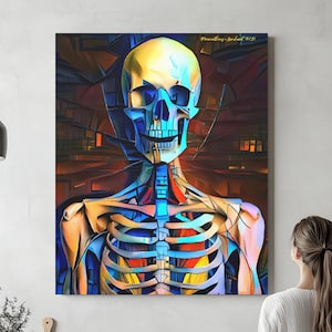 Human Anatomy in Bright Color , Read to Hang Canvas, Anatomy Radiology Art Science Medical Student Medicine Thoracic Memento Mori