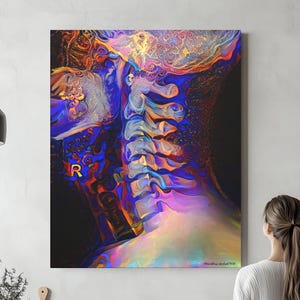 Anatomía del cuello y el cerebro, lienzo, póster o acrílico - Otorrinolaringología Neurocirugía Radiología Ortopedia Arte Ciencias Estudiante de Medicina Consultorio Médico