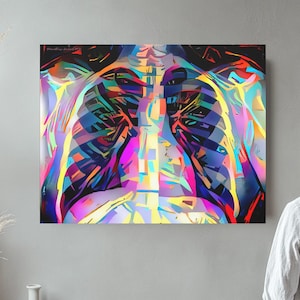 Chest Anatomy in Pop Art, Canvas, Anatomy Art, Radiology Wall Art Science Medical Student Office Decor Medicine Thoracic