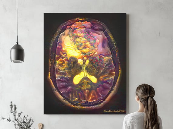 油彩画「Basement of the brain」 Brain Anatomy Brain Tumor, Ready to Hang Canvas, Radiology