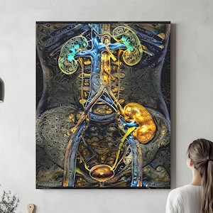 Nieren Transplantation Kunst, Fertig zum Aufhängen, Leinwand oder Acryl, Radiologie Kunst, Transplantation Medizin Urologie, Nephrologie