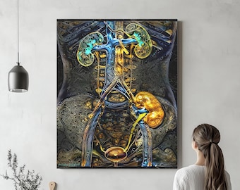 Renal Transplant Art, Kidney Transplant Art, Ready to Hang Canvas or Acrylic, Radiology Art , Transplant Medicine Urology, Nephrology