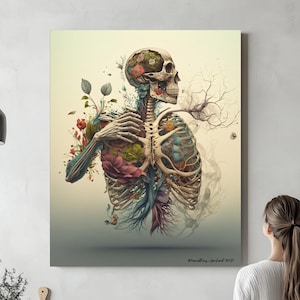Abstract Human Anatomy, Ready to Hang Canvas -  Skeleton Art, Anatomy art, Radiology Art Science Medical Student Medicine Thoracic